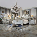 Vendome Vanity Desk, Beige Faux Leather & Antique Pearl Finish Acme