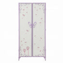 Priya II Wardrobe, White & Light Faux Leather rple Finish Acme