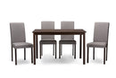 Hiro Espresso Wood Gray Fabric 5PC Dining Set Baxton