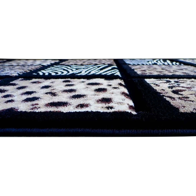 Angie Collection 3' x 7' Modern Animal Print Olefin Area Rug with Animals Design Raised Squares iHome Studio