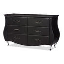 Mistral Black Faux Leather 6-Drawer Dresser w/Stailess Steel Legs Baxton