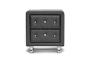 Octavia Crystal Tufted Black Upholstered Modern Nightstand, 2-Drawers Baxton