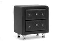 Octavia Crystal Tufted Black Upholstered Modern Nightstand, 2-Drawers Baxton