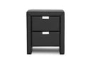Galvin Black Upholstered Modern Nightstand, 2-Drawers Baxton