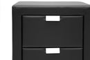 Galvin Black Upholstered Modern Nightstand, 2-Drawers Baxton