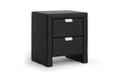 Galvin Black Upholstered Modern Nightstand, 2-Drawers Baxton
