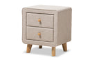 Fadri Beige Linen Upholstered 2-Drawer Nightstand Baxton