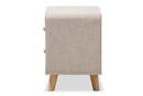 Fadri Beige Linen Upholstered 2-Drawer Nightstand Baxton