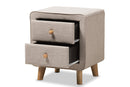 Fadri Beige Linen Upholstered 2-Drawer Nightstand Baxton