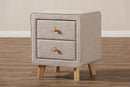 Fadri Beige Linen Upholstered 2-Drawer Nightstand Baxton