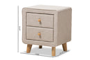 Fadri Beige Linen Upholstered 2-Drawer Nightstand Baxton