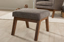 Nina Walnut Wood Finishing and Gravel Fabric Upholstered Ottoman Baxton