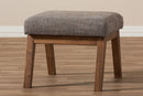 Nina Walnut Wood Finishing and Gravel Fabric Upholstered Ottoman Baxton
