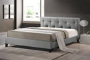 Miranda Gray Linen Modern Bed w/Upholstered Headboard - Full Size Baxton