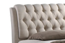 Joanna Button-Tufted Light Beige Fabric Storage King-Size Bed w/2-drawer Baxton