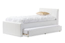 Deirdre White Faux Leather Twin Size Trundle Bed Baxton