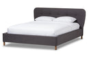 Tonia Dark Gray Fabric King Size Grid-Tufting Platform Bed Baxton