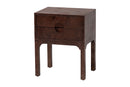 Lanica Real Burl Wood Nightstand in Dark Walnut Brown