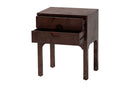 Lanica Real Burl Wood Nightstand in Dark Walnut Brown