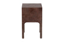 Lanica Real Burl Wood Nightstand in Dark Walnut Brown