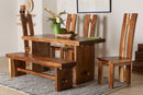 Lourdes Suar Wood 6-Piece Dining Set Rectangular Table with 4 Chairs and Bench
