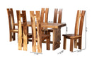 Lourdes Suar Wood 7-Piece Dining Set Rectangular Table and Six Tall Back Chairs