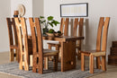 Lourdes Suar Wood 7-Piece Dining Set Rectangular Table and Six Tall Back Chairs