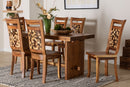 Juan Suar Wood 7-Piece Dining Set Rectangular Table and 6 Mosaic Backrest Chairs