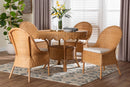 Maddy 5-Piece Rattan Dining Set - Round Wicker Table and 4 Side Chairs