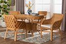 Jackie 5-Piece Rattan Dining Set - Round Wicker Table and 4 Armchairs