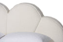 Joy Floating Platform Bed with Scalloped Headboard, Cream, King