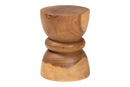 Jodie Solid Suar Wood Sculptural End Table with Hourglass Design