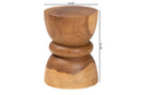 Jodie Solid Suar Wood Sculptural End Table with Hourglass Design