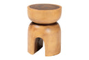 David Solid Suar Wood Sculptural End Table with Arched Base