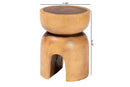 David Solid Suar Wood Sculptural End Table with Arched Base