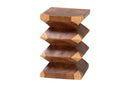 Kenneth Solid Suar Wood Sculptural End Table with Zigzag Design