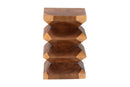Kenneth Solid Suar Wood Sculptural End Table with Zigzag Design