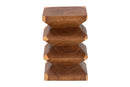 Kenneth Solid Suar Wood Sculptural End Table with Zigzag Design