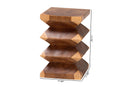 Kenneth Solid Suar Wood Sculptural End Table with Zigzag Design