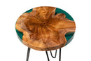 Jerome Teak Wood Epoxy Resin End Table, Natural Brown/Green