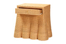 Nadaline Scalloped Natural Rattan Console Table with Drawer, Light Honey