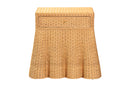 Nadaline Scalloped Natural Rattan Console Table with Drawer, Light Honey