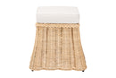 Magdelina Natural Rattan Ottoman with Cushion, Natural Brown