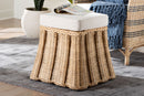 Magdelina Natural Rattan Ottoman with Cushion, Natural Brown