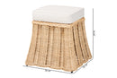 Magdelina Natural Rattan Ottoman with Cushion, Natural Brown