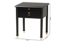 Ben Black Wood Nightstand with Pullout Shelf, Black
