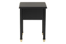 Ben Black Wood Nightstand with Pullout Shelf, Black