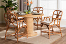 Judith 5 Piece Rattan Dining Set, Light Honey