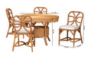 Aldon 5 Piece Rattan Dining Set, Light Honey