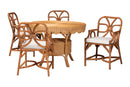 Adam 5 Piece Rattan Dining Set, Light Honey